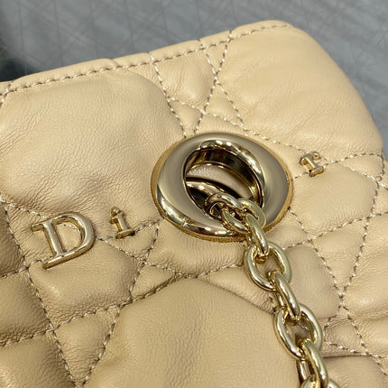 DIOR 26S LARGE MILLY-LA-FORET BAG 38 IN BEIGE PUFFY MACROCANNAGE CALFSKIN