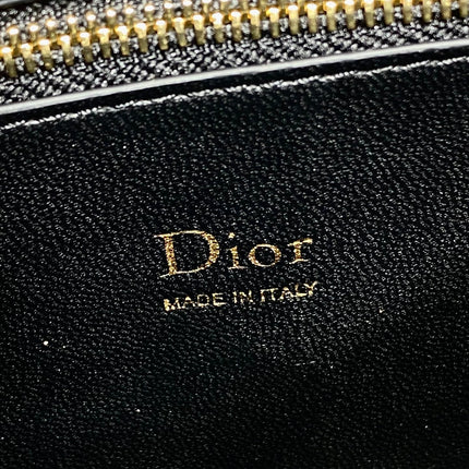 DIOR 26S CIGALE BAG 28 IN BLACK SMOOTH CALFSKIN SNAKESKIN PATTERN LINING