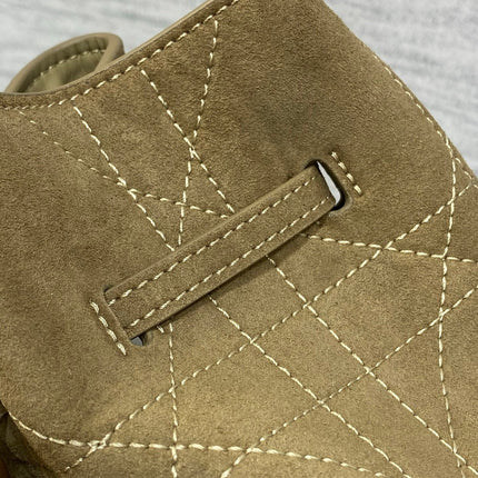 DIOR 26S BUCKET BAG 27 IN LIGHT OLIVE GREEN SUEDE GOLD HARDWARE
