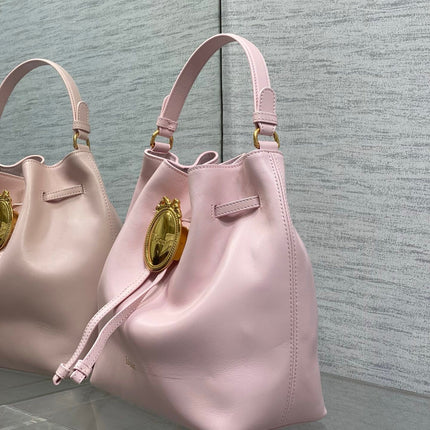 DIOR 26S BUCKET BAG 27 IN LIGHT PINK CALFSKIN GOLD HARDWARE