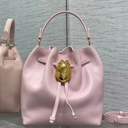 DIOR 26S BUCKET BAG 27 IN LIGHT PINK CALFSKIN GOLD HARDWARE
