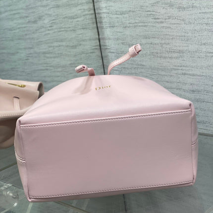 DIOR 26S BUCKET BAG 27 IN LIGHT PINK CALFSKIN GOLD HARDWARE