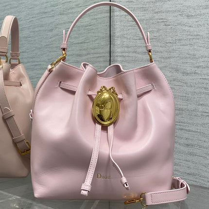 DIOR 26S BUCKET BAG 27 IN LIGHT PINK CALFSKIN GOLD HARDWARE