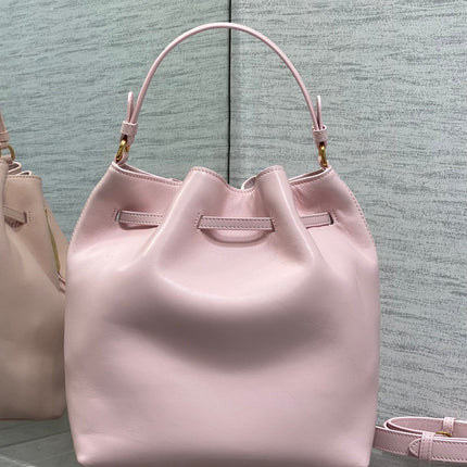 DIOR 26S BUCKET BAG 27 IN LIGHT PINK CALFSKIN GOLD HARDWARE