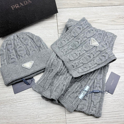 PRADA 26S SET SCARF AND BEANIE HAT 497425