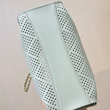 CHANEL 26S DRAWSTRING HOBO BAG 22 IN MINT GREEN PERFORATED CALFSKIN