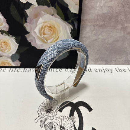 THICK HEADBAND IN BLUE MIX WHITE KNITTED FABRIC 432807