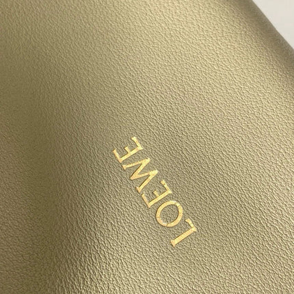 LOEWE 25S LARGE FLAMENCO CLUTCH BAG 30 IN DUSTY KHAKI CALFSKIN