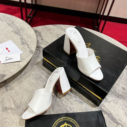 CHRISTIAN LOUBOUTIN 26S HEEL SANDALS 85 MM IN WHITE CALFSKIN