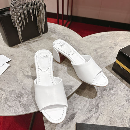 CHRISTIAN LOUBOUTIN 26S HEEL SANDALS 55 MM IN WHITE CALFSKIN