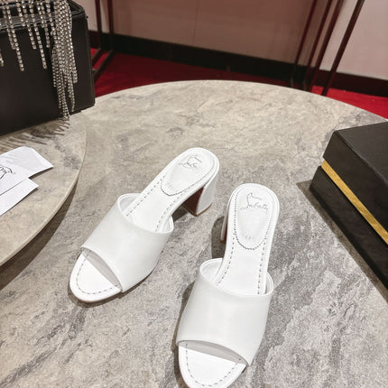 CHRISTIAN LOUBOUTIN 26S HEEL SANDALS 55 MM IN WHITE CALFSKIN
