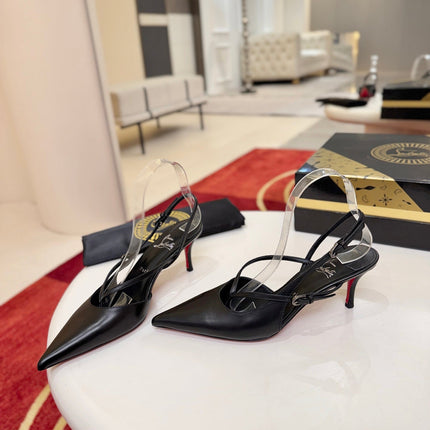 CHRISTIAN LOUBOUTIN 26S SLINGBACK PUMPS 65 MM IN BLACK CALFSKIN