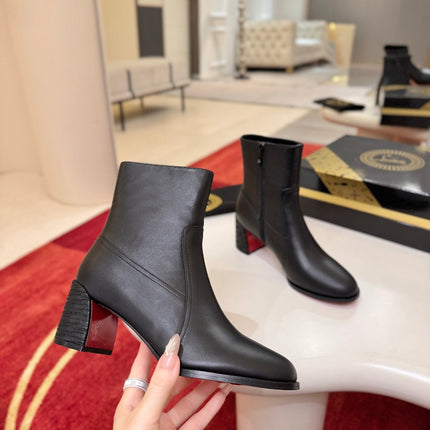 CHRISTIAN LOUBOUTIN 26S ANKLE BOOTS 55 MM IN BLACK CALFSKIN