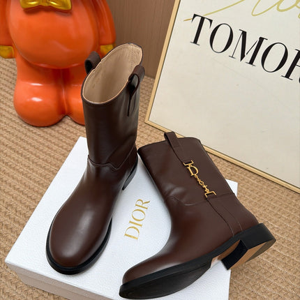 DIOR 26S ANKLE BOOTS IN BURGUNDY RED CALFSKIN GOLD HARDWARE