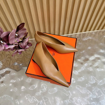 HM 25S HIGH-HEEL WEDGE SHOES 50 MM IN BROWN LAMBSKIN
