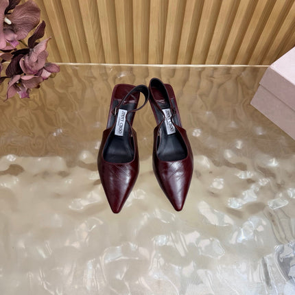 JIMMY CHOO 26S SLINGBACK PUMPS 65 MM IN WINE RED CALFSKIN