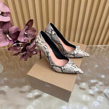 CHRISTIAN LOUBOUTIN 26S HIGH HEELS 100 MM IN MULTICOLOR SNAKE-EMBOSSED CALFSKIN STYLE 2