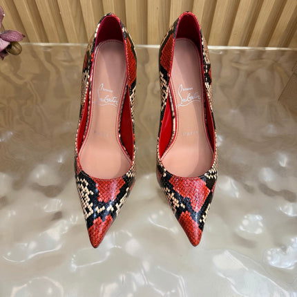 CHRISTIAN LOUBOUTIN 26S HIGH HEELS 100 MM IN MULTICOLOR SNAKE-EMBOSSED CALFSKIN