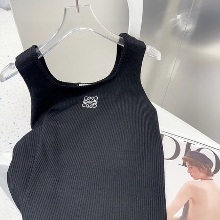 TANK TOP 633194 IN BLACK COTTON EMBOSSED LOGO