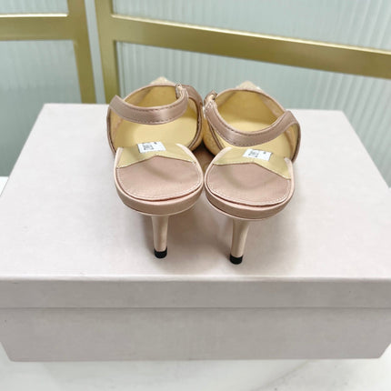 JIMMY CHOO 26S SLINGBACK PUMPS 65 MM IN BEIGE GLITTER MESH