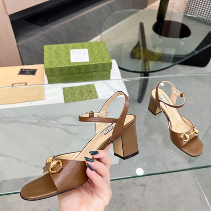 GG HIGH HEELS SANDALS 60 IN BROWN LAMBSKIN