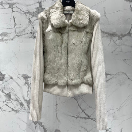 FENDI 26S FUR JACKET WITH KNIT SLEEVES 531