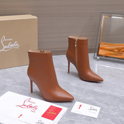 CHRISTIAN LOUBOUTIN 26S ANKLE BOOTS 105 MM IN BROWN CALFSKIN