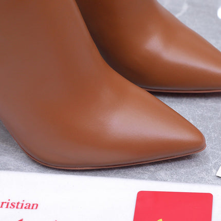 CHRISTIAN LOUBOUTIN 26S ANKLE BOOTS 105 MM IN BROWN CALFSKIN