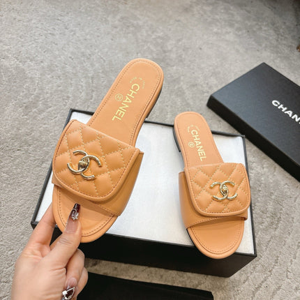 PLATFORM SLIPPERS LOGO IN YELLOW ORANGE LAMBSKIN