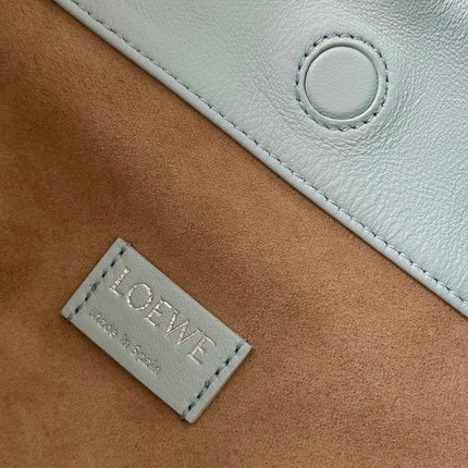 LOEWE 25S FLAMENCO PURSE 30 IN PALE AQUA NAPPA LEATHER SILVER HARDWARE