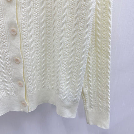 MIUMIU 26S CABLE-KNIT COLLAR CARDIGAN 1257