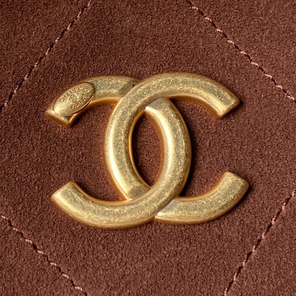 CHANEL 25S HOBO BAG 31 IN DARK BROWN SUEDE WITH GOLD HARDWARE