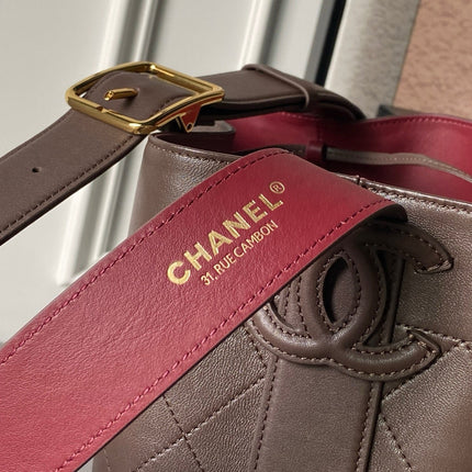 CHANEL 26S BUCKET BAG 23 IN DARK BROWN QUILTED CALFSKIN
