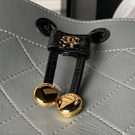 CHANEL 26S BUCKET BAG 18 IN SILVER GREY QUILTED CALFSKIN
