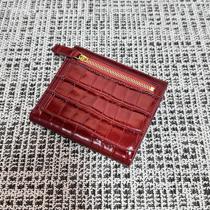 CHANEL 26S FLAP WALLET 11 IN DARK RED CROCODILE-EMBOSSED CALFSKIN STYLE 4
