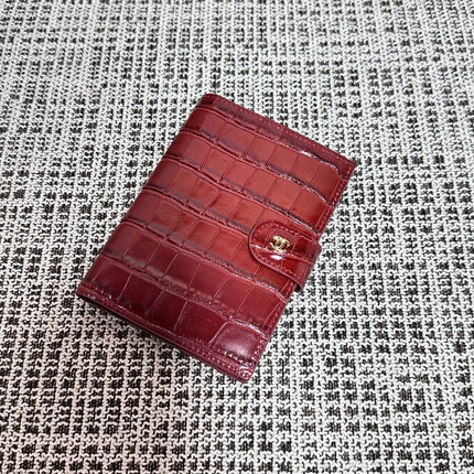 CHANEL 26S WALLET 14 IN DARK RED CROCODILE-EMBOSSED CALFSKIN