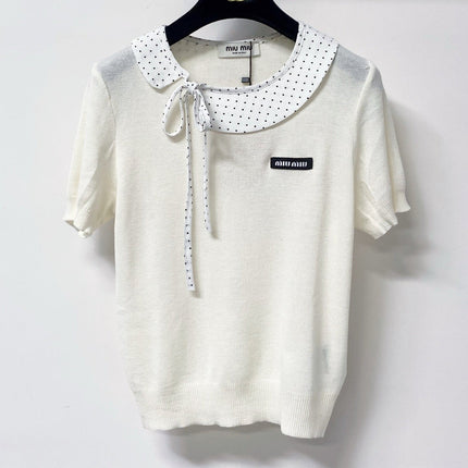 MIUMIU 26S SHORT-SLEEVE KNIT TOP 1454