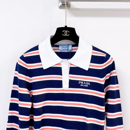PRADA 26S LONG-SLEEVE KNIT POLO TOP 1332