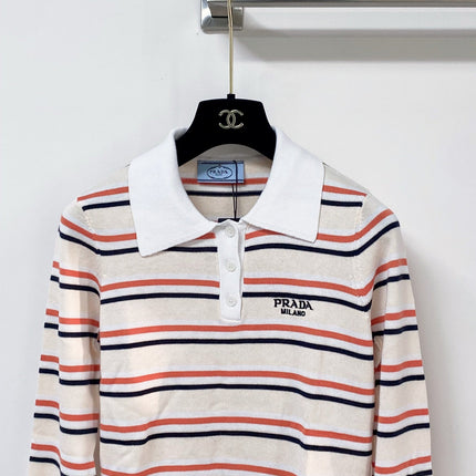 PRADA 26S LONG-SLEEVE KNIT POLO TOP 1331