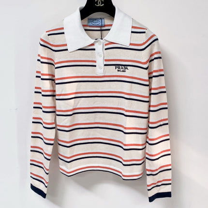 PRADA 26S LONG-SLEEVE KNIT POLO TOP 1331