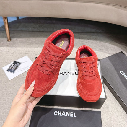 CHANEL 26S LOW TOP SNEAKERS IN DARK RED SUEDE