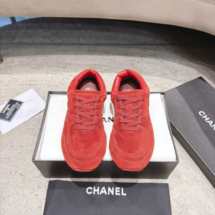 CHANEL 26S LOW TOP SNEAKERS IN DARK RED SUEDE