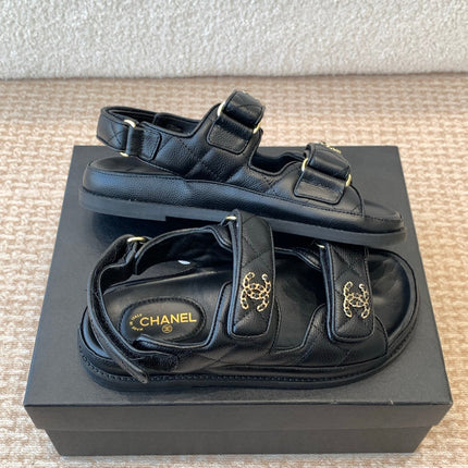 DAD SANDAL IN BLACK SHEEPSKIN