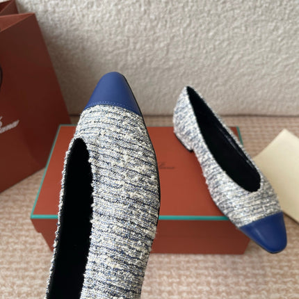 BALLET IN BLUE TWEED MIX LAMBSKIN