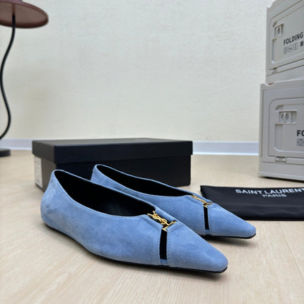 BABYLONE BALLET FLAT IN SKY BLUE SUEDE