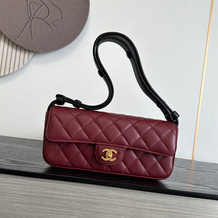 CHANEL 26S FLAP BAG 25 IN DARK RED QUILTED LAMBSKIN