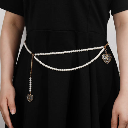 CHANEL 25S CHAIN BELT IN WHITE PEARL 614480