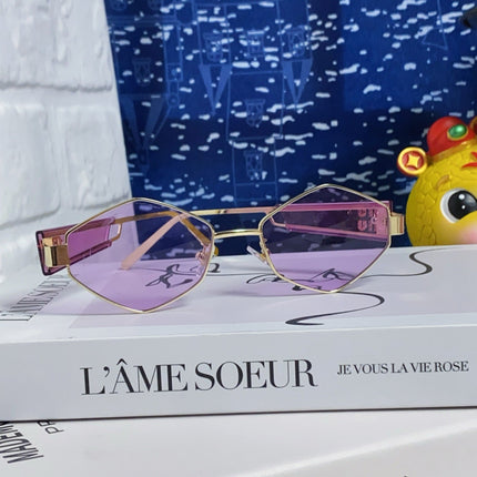 LOGO SUNGLASSES 560863 IN PURPLE CLEAR ACETATE GOLD METAL