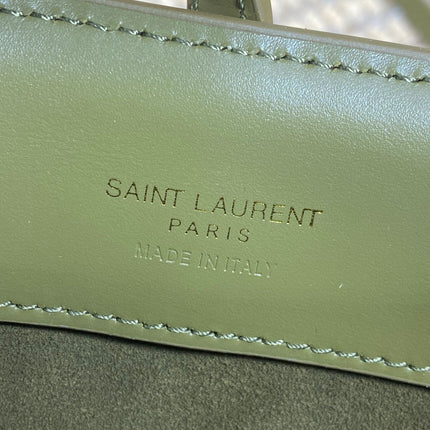 LE 37 MINI BUCKET BAG 15 IN AVOCADO GREEN CALFSKIN GOLD HARDWARE