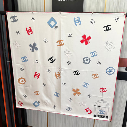 CHANEL 25S SCARF 90 IN SILK 733858